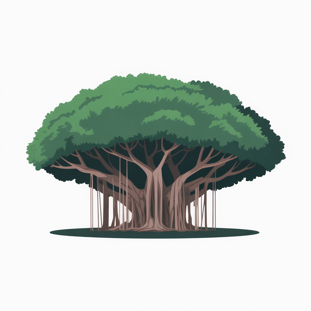 Flat vector illustration of a banyan tree