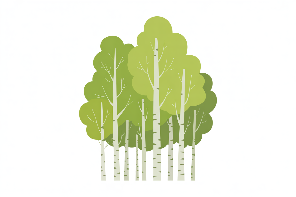 Flat vector illustration of a birch grove