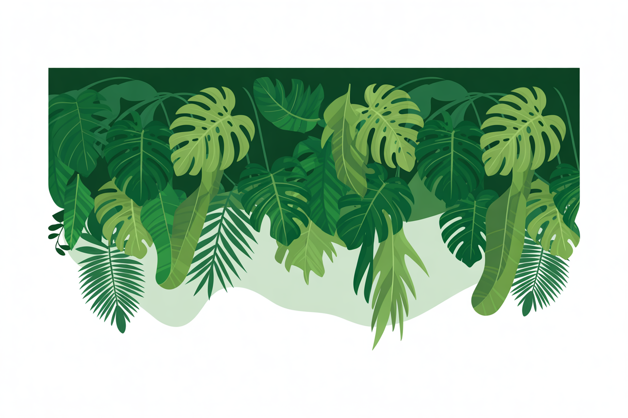 Flat vector illustration of a tropical jungle canopy