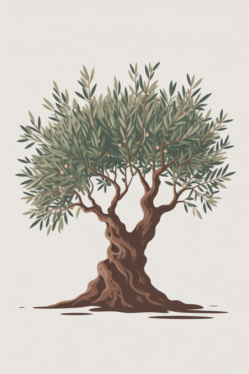 Flat vector illustration of an olive tree