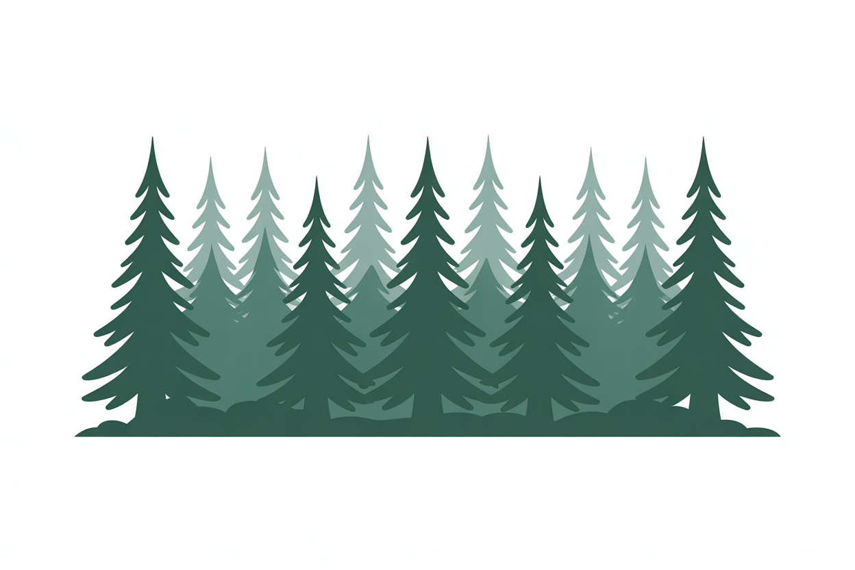 Flat vector illustration of a pine forest