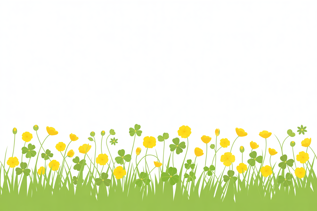Flat vector illustration of buttercups and clover