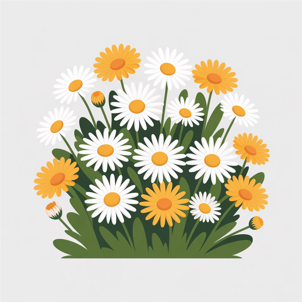 Flat vector illustration of a daisy cluster