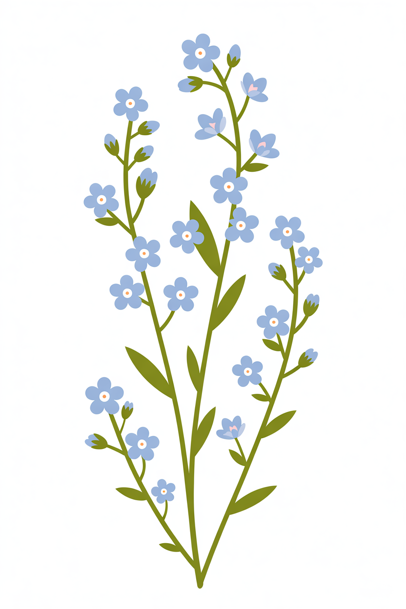 Flat vector illustration of forget-me-not flowers