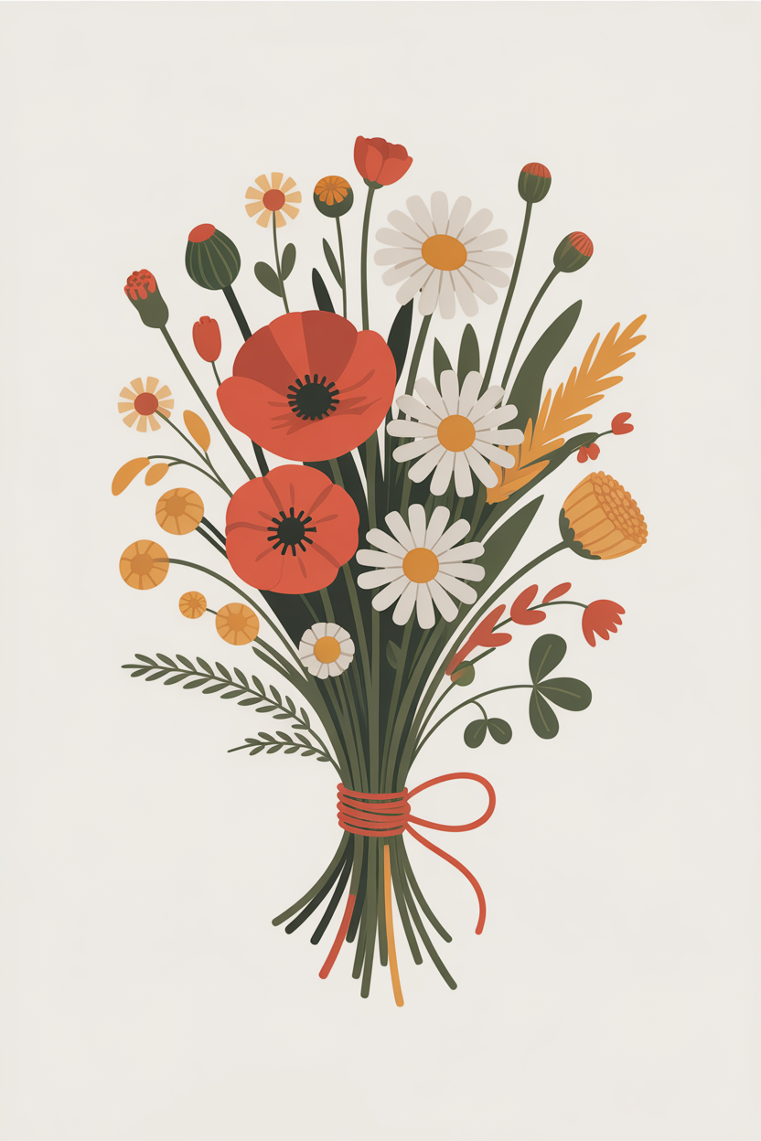 Flat vector illustration of a wildflower bunch