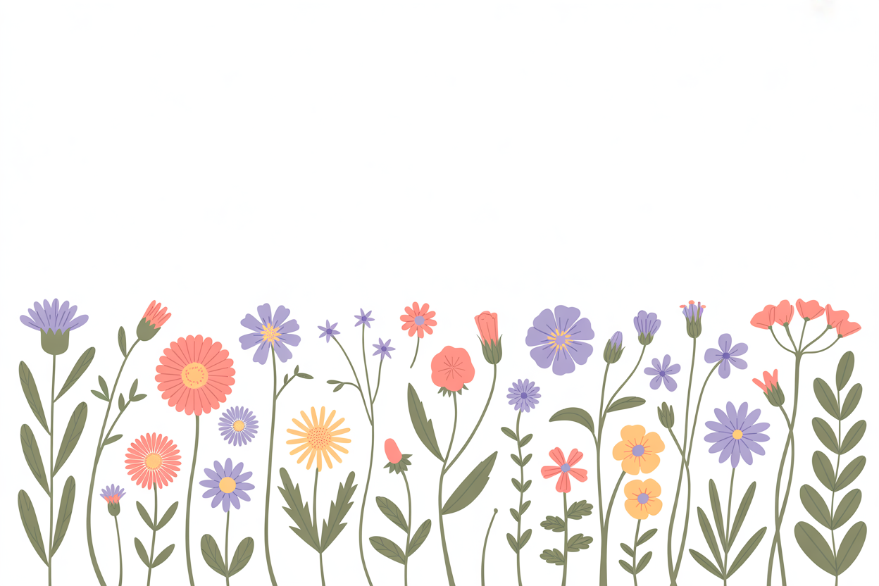 Flat vector illustration of a wildflower flat-lay