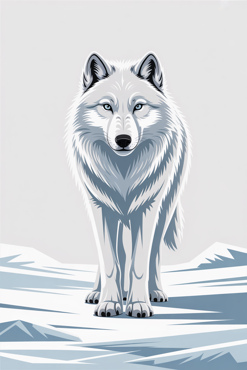 Flat vector illustration of an Arctic wolf