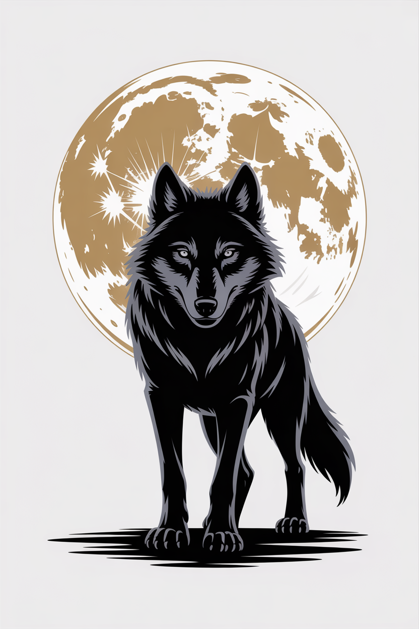 Flat vector illustration of a black wolf