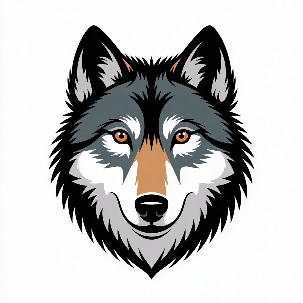 Flat vector illustration of a wolf face