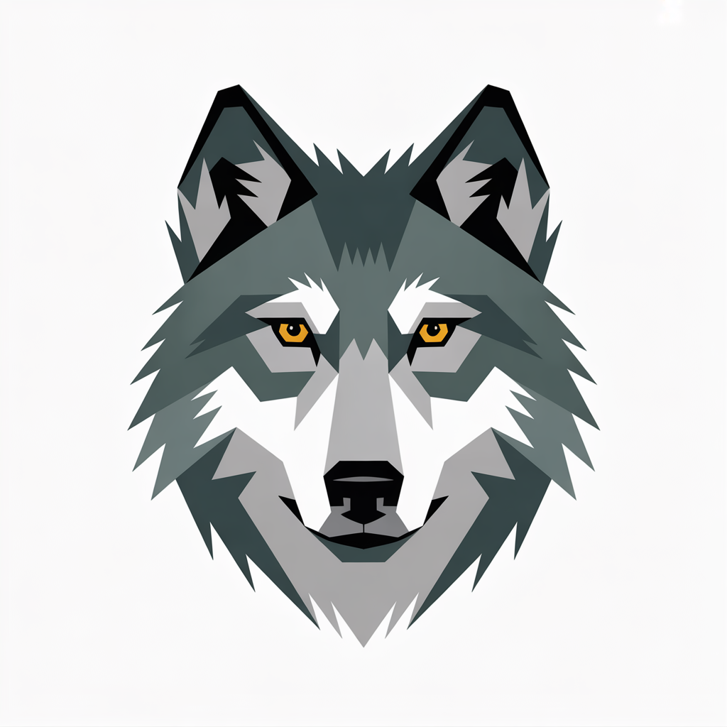 Flat vector geometric wolf portrait