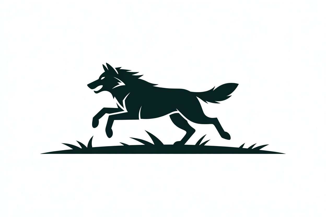 Flat vector illustration of a running wolf